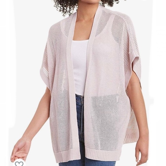 Chelsea & Theodore Open Knit Wool Blend Poncho - Picture 1 of 11